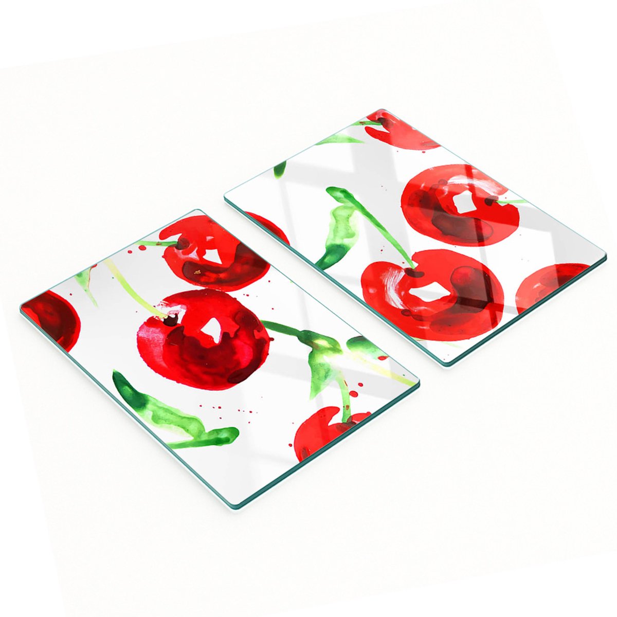 Multifunctionele decoratieve glazen borden met kersenprint 2x40x52 cm