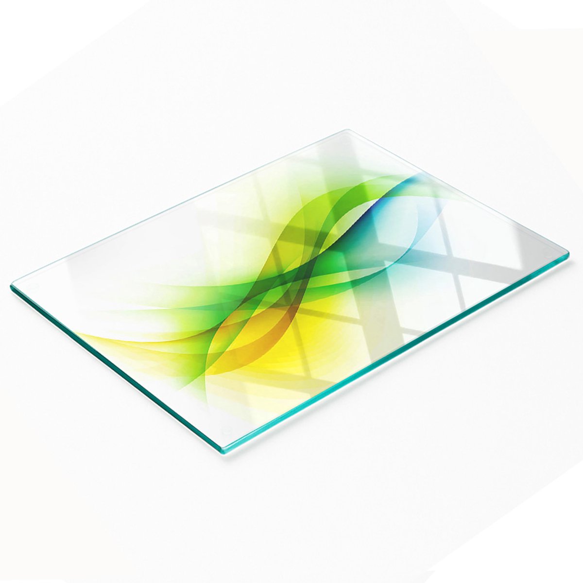 Decoratieve glazen snij- en serveerplank met abstract golvenpatroon, 80x52 cm