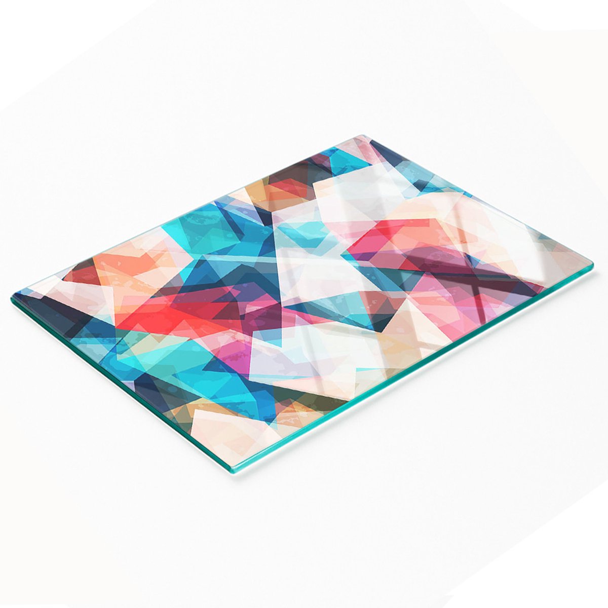 Duurzaam en stijlvol glazen bord met een abstract mozaïekpatroon, 80x52 cm