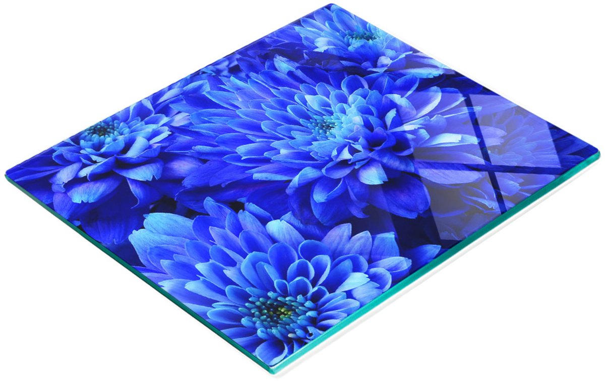 Decoratieve glazen snijplank voor in de keuken, asterblauw, 60x52 cm
