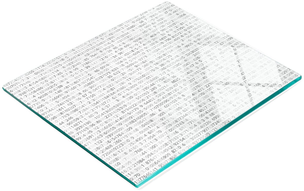 Multifunctioneel decoratief keukenbord van gehard glas met binaire code, 60x52 cm