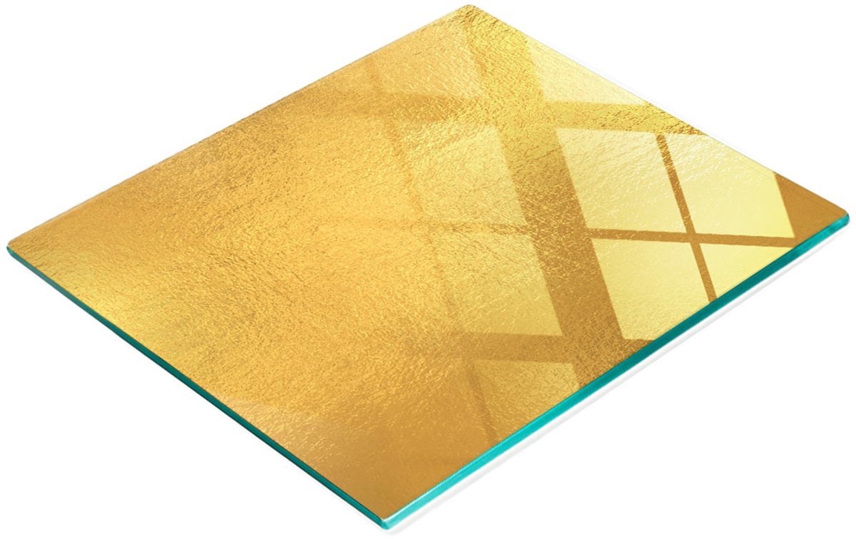 Multifunctionele decoratieve glazen snijplank voor de keuken met goudfolie, 60x52 cm