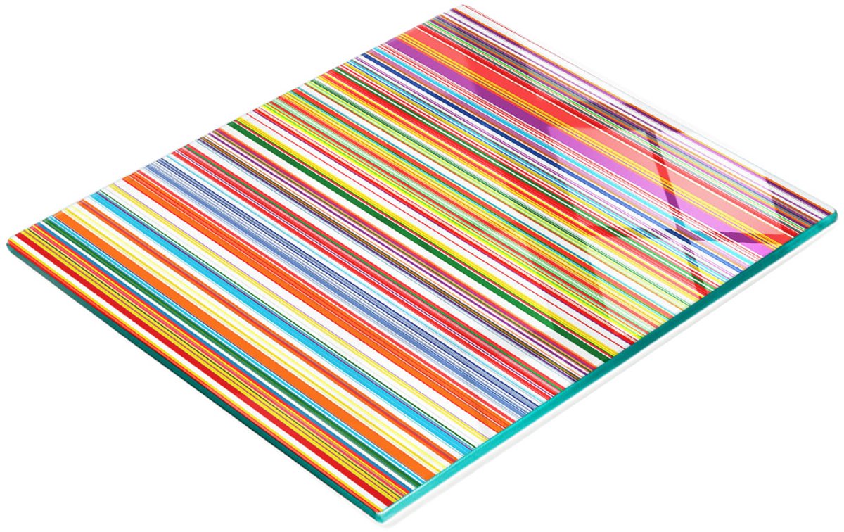 Gehard multifunctioneel decoratief bord van glas met gekleurde strepen, 60x52 cm