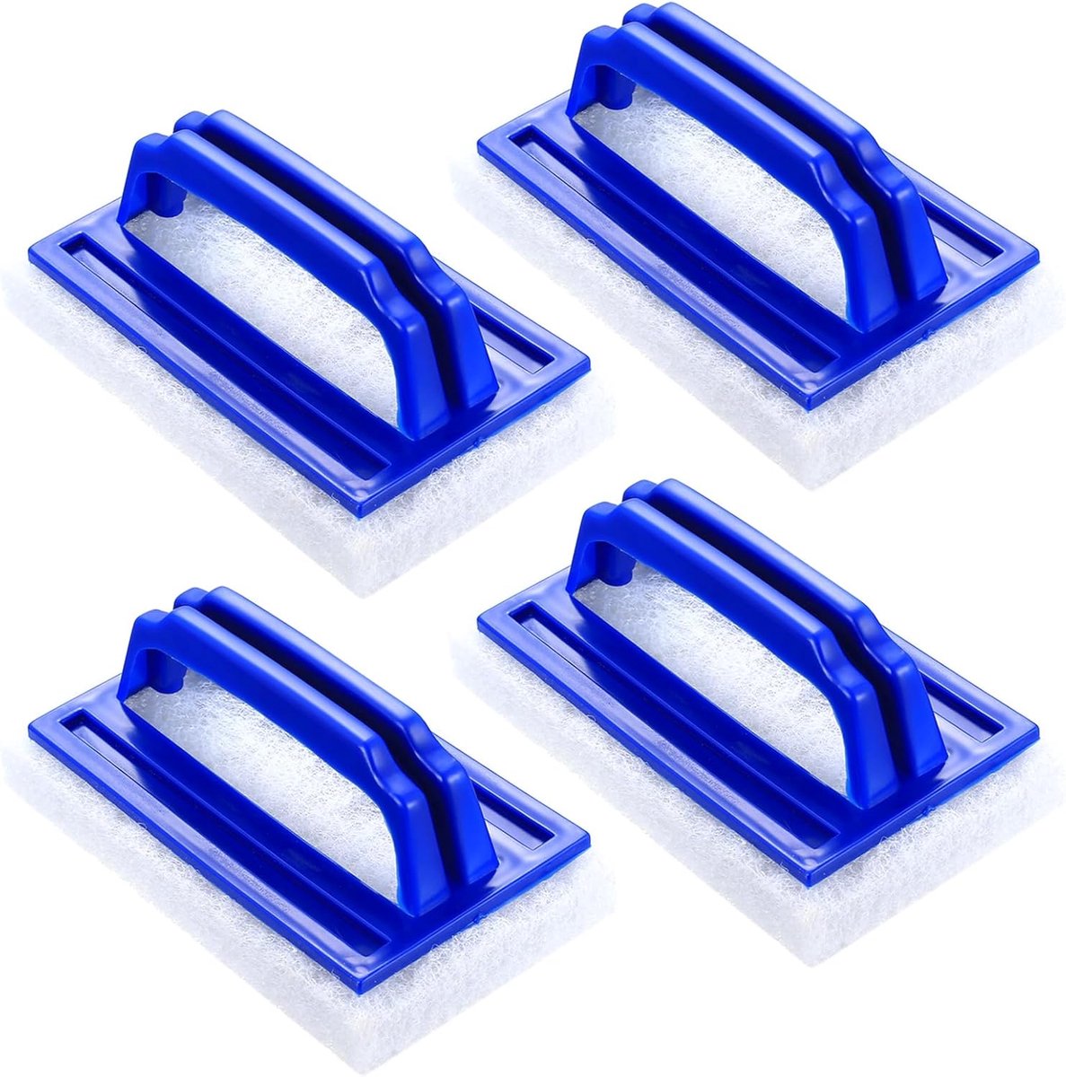 4 stuks zwembadborstel - Zwembadsponsborstel - Reinigingsborstel - spons zwembad muurborstel - Sponsborstel Met Handvat - voor spa's, zwembaden, aquarium - Blauw - 15×9cm