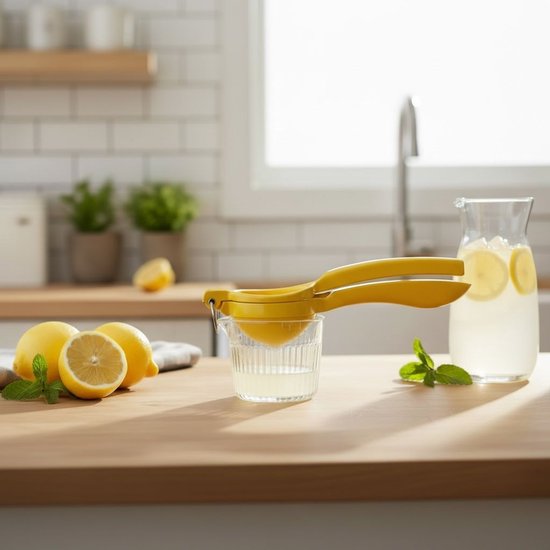 Citroenpers & Limoenpers - Handmatige Citruspers Met Opvangbak - Lemon Squeezer - Robuuste Kwaliteit Fruitpers - Citrusknijper - Sinaasappelpers - Metaal Handpers Juicer - Keuken Pers voor Citroen, Limoen & Sinaasappel van Merkloos — afbeelding 2