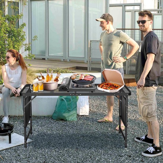 ACXIN Klapbare Kampeertafel - 120x60x55cm - Metaalgaasplaat - Licht & Draagbaar - Buiten Grilltafel Tuintafel — afbeelding 4