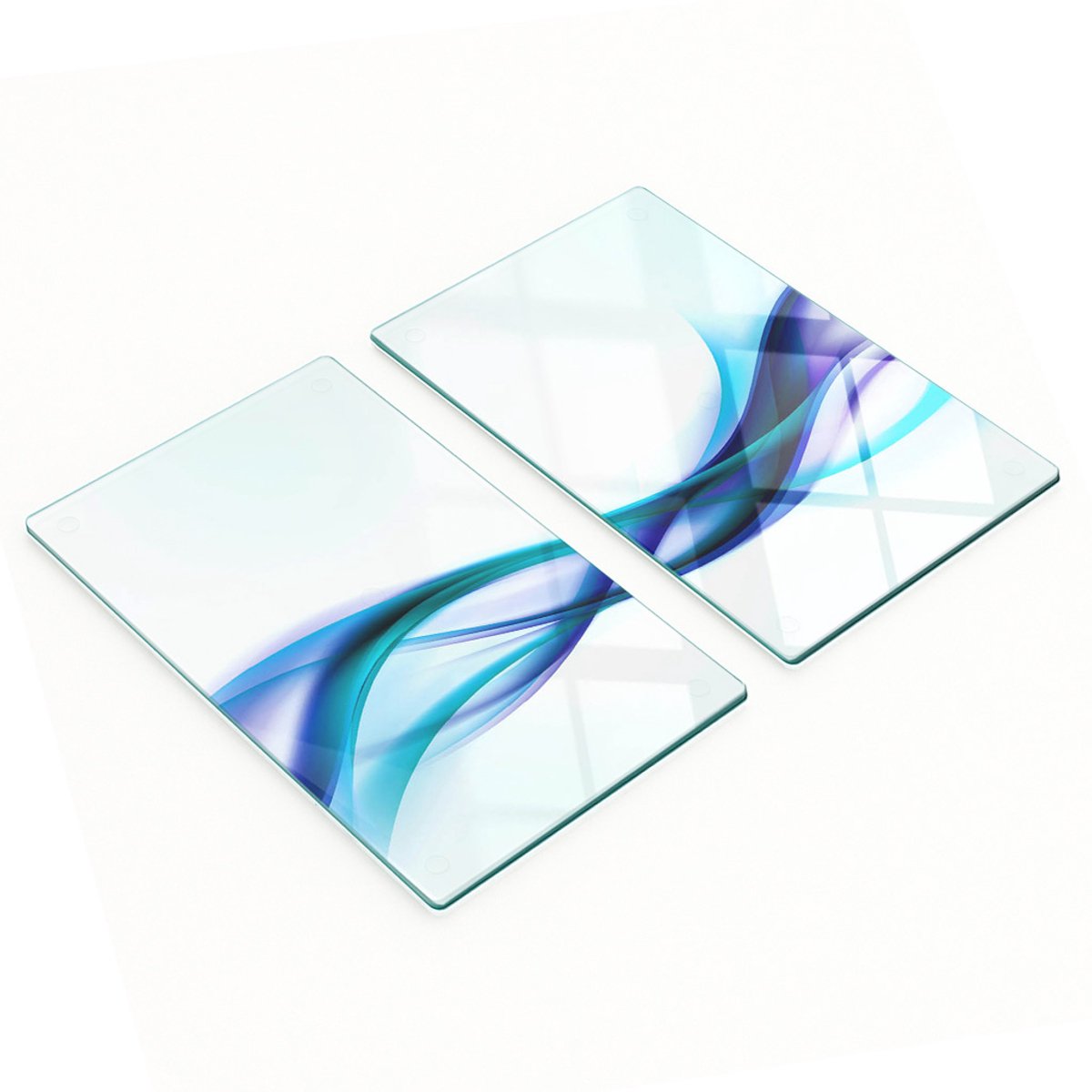 Duurzame en stijlvolle glazen borden met een abstract golfpatroon, 2x30x52 cm