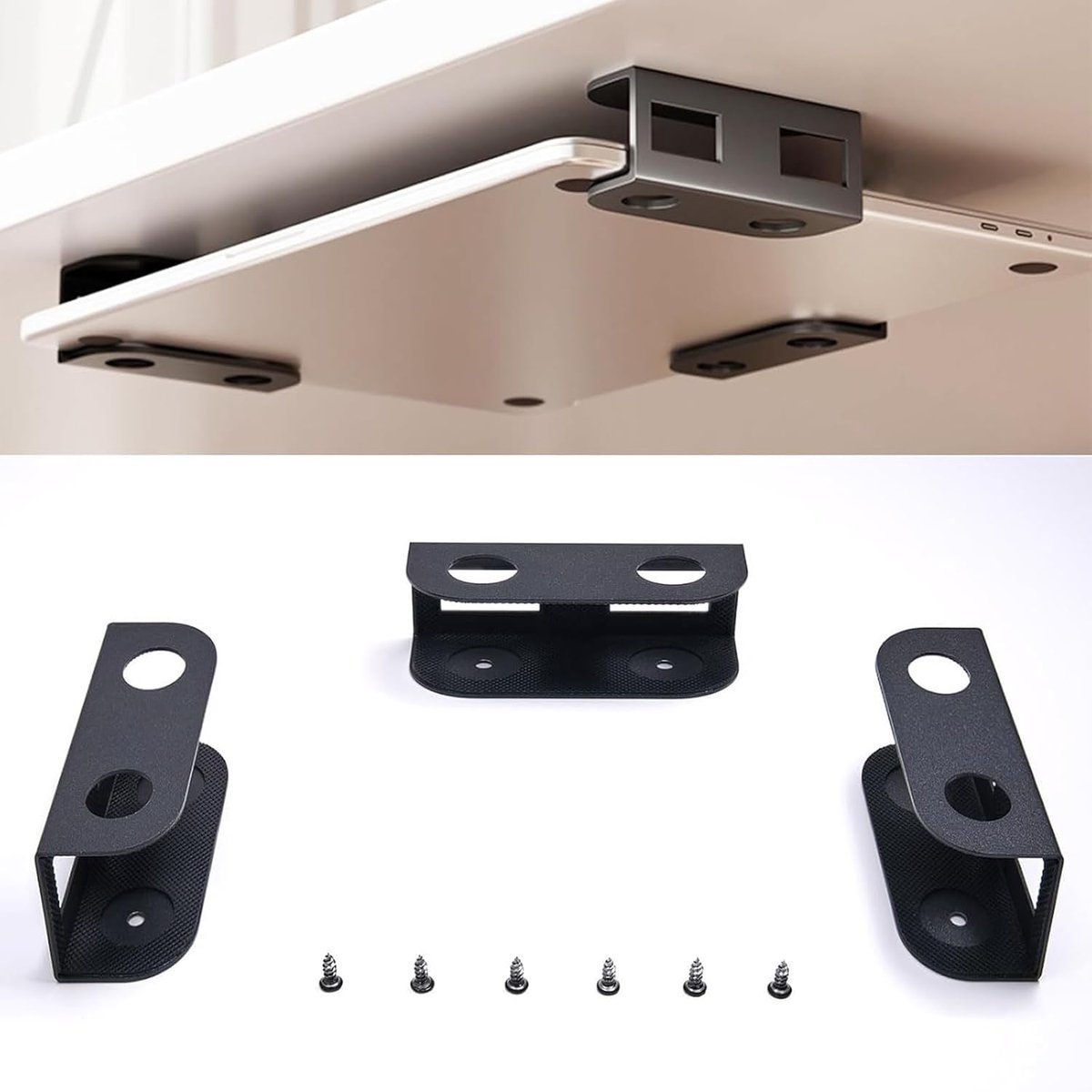 Laptop Tafelhouder - Wandbeugel Onder - Apparaat Opslag - Onder Tafel Montage - Tot 4cm Dik