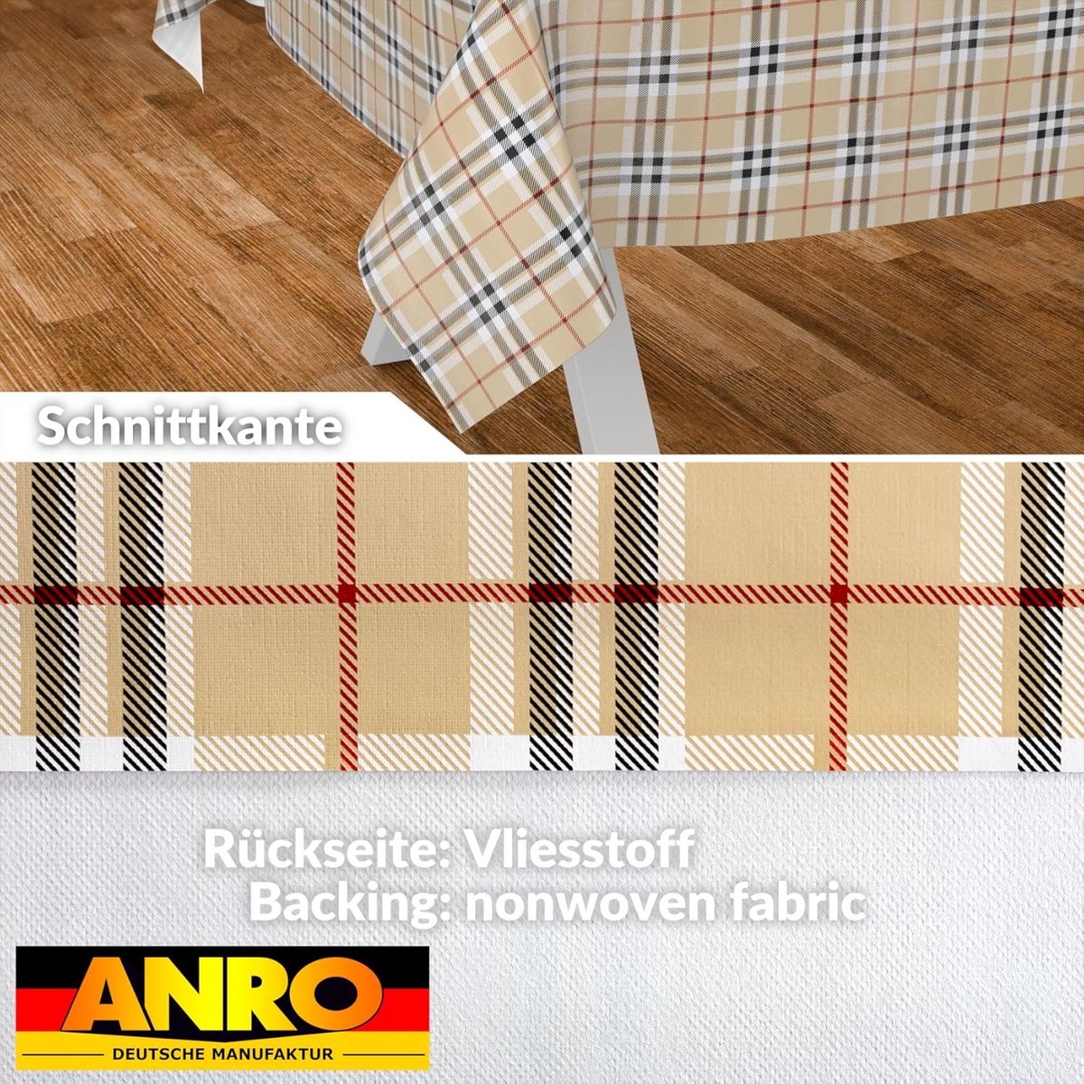 Afwasbaar Tafelkleed 350x140 cm - Waterafstotend Tafelzeil met Schots Ruitpatroon
