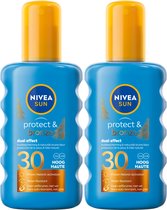 NIVEA SUN Protect & Bronze Zonnebrand Spray - SPF 30 - Zonnespray - Waterproof - Stimuleert een bruine huid - Duopack - 2x 200 ml