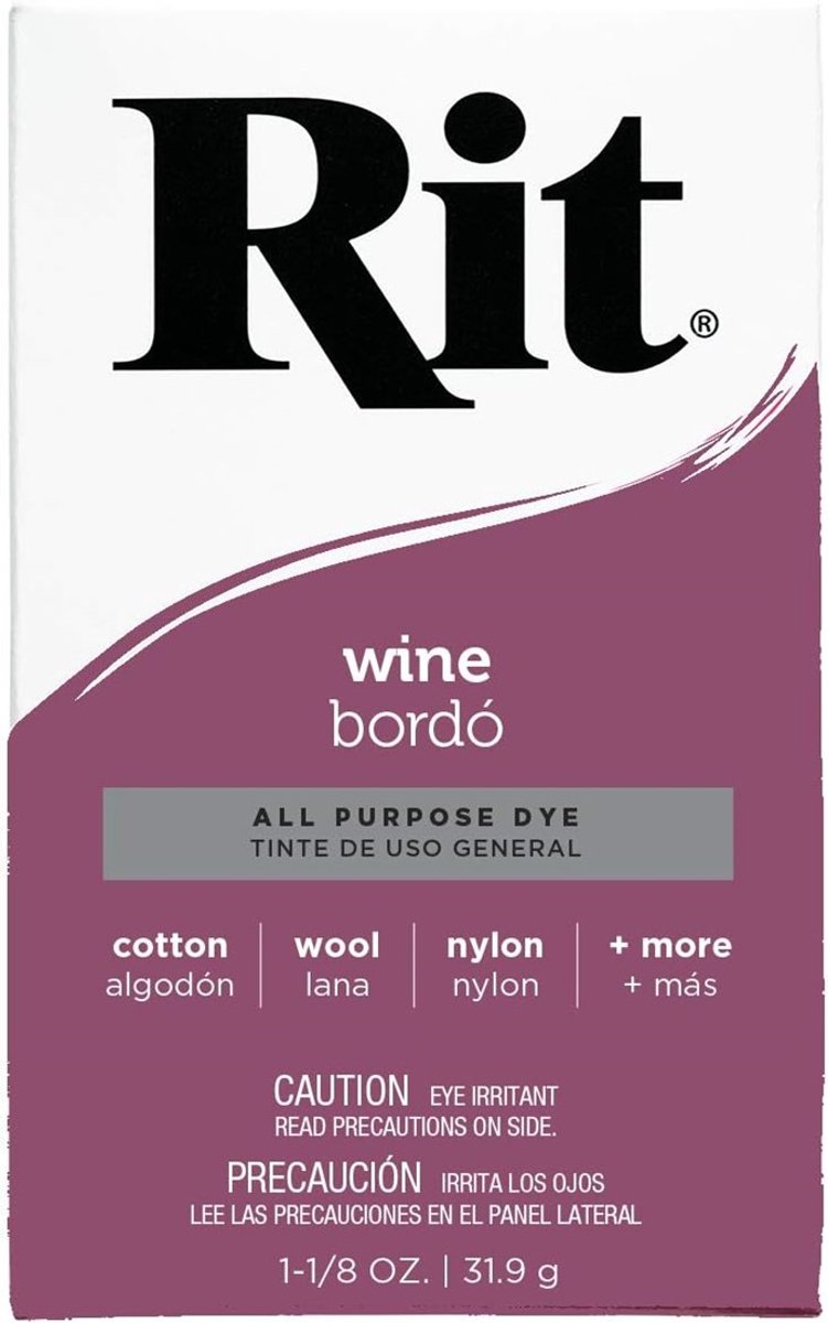 Rit textielverf poeder wine 31,9 gr voor kleding en accessoires.
