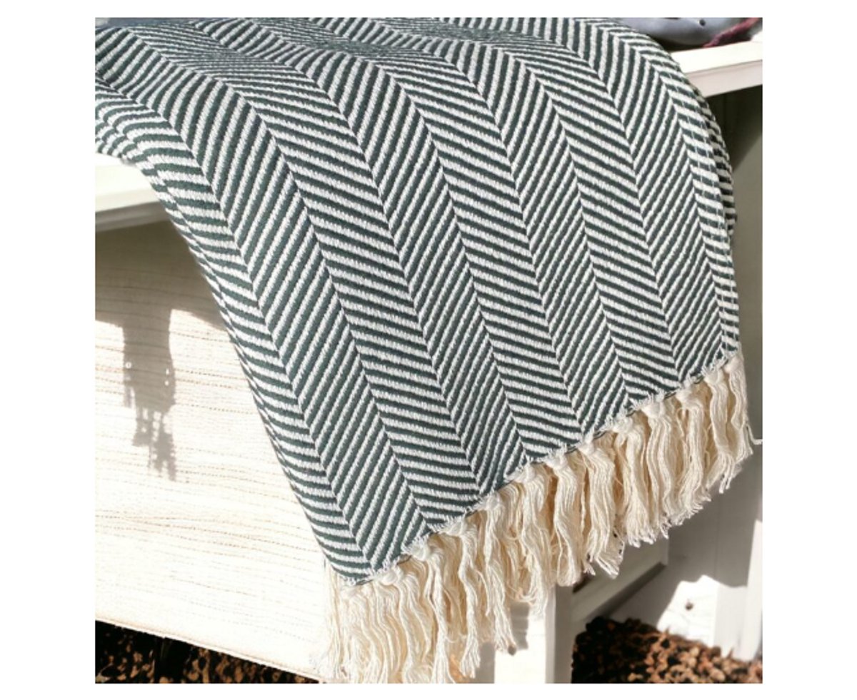 FAB Home Handgemaakte Deken Plaid Donker Groen Donkergroen /wit