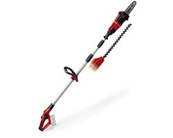Einhell Accu Tuin-Multitool GE-HC 18 Li T Kit – Power X-Change – 18 V/3.0 Ah/Li-Ion – Zwaardlengte kettingzaag: 200 mm – Bladlengte heggenschaar: 450 mm – Tandafstand: 16 mm – Excl. accu en lader