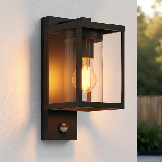Luminize Lampe d'extérieur avec détecteur de mouvement - Applique avec détecteur - 19x13x27cm - Culot E27 - Noir