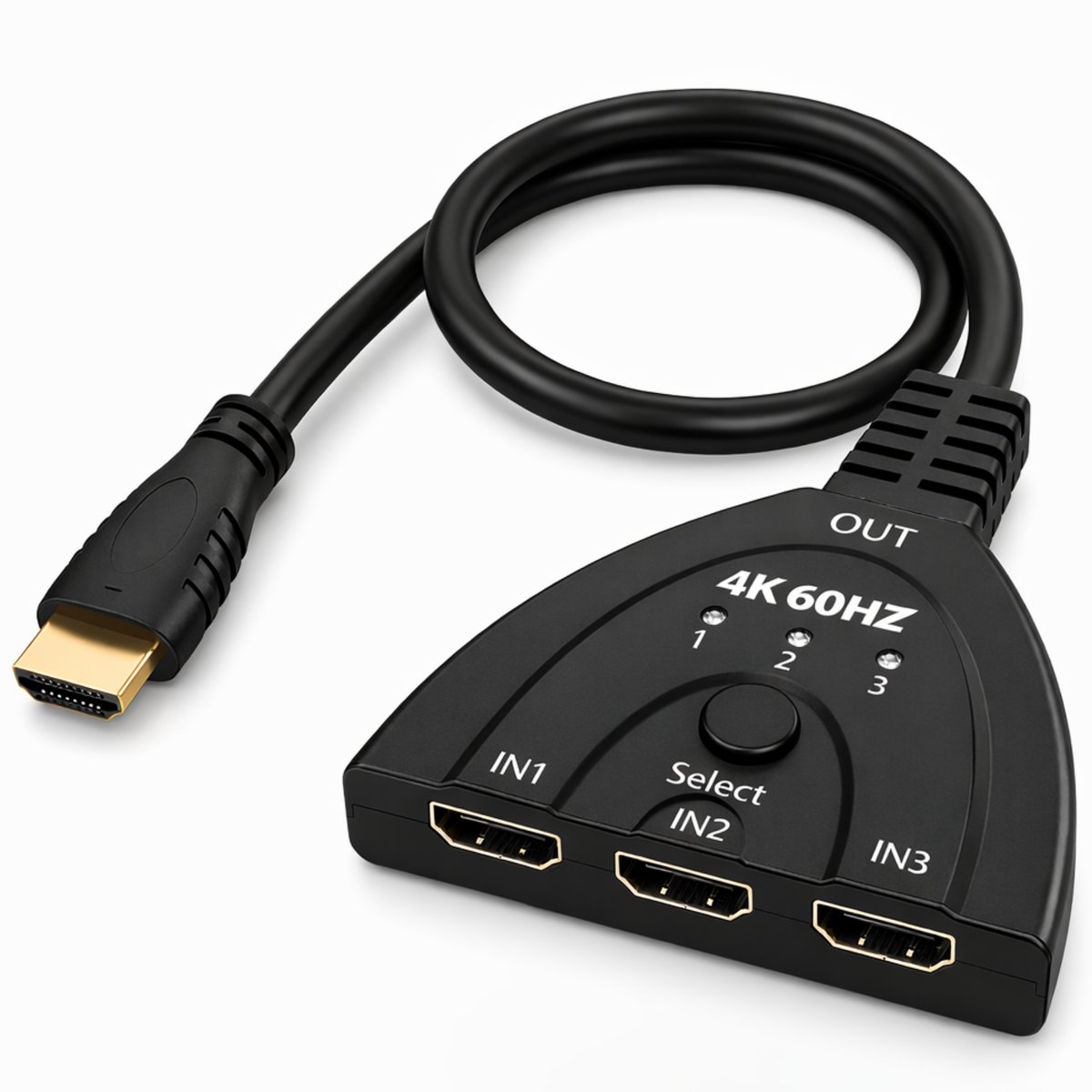 Clerby - HDMI Switch - 3 ingangen 1 uitgang - HDMI Splitter - 4K@60hz - HDMI Splitter 3 in naar 1 uit - Full HD