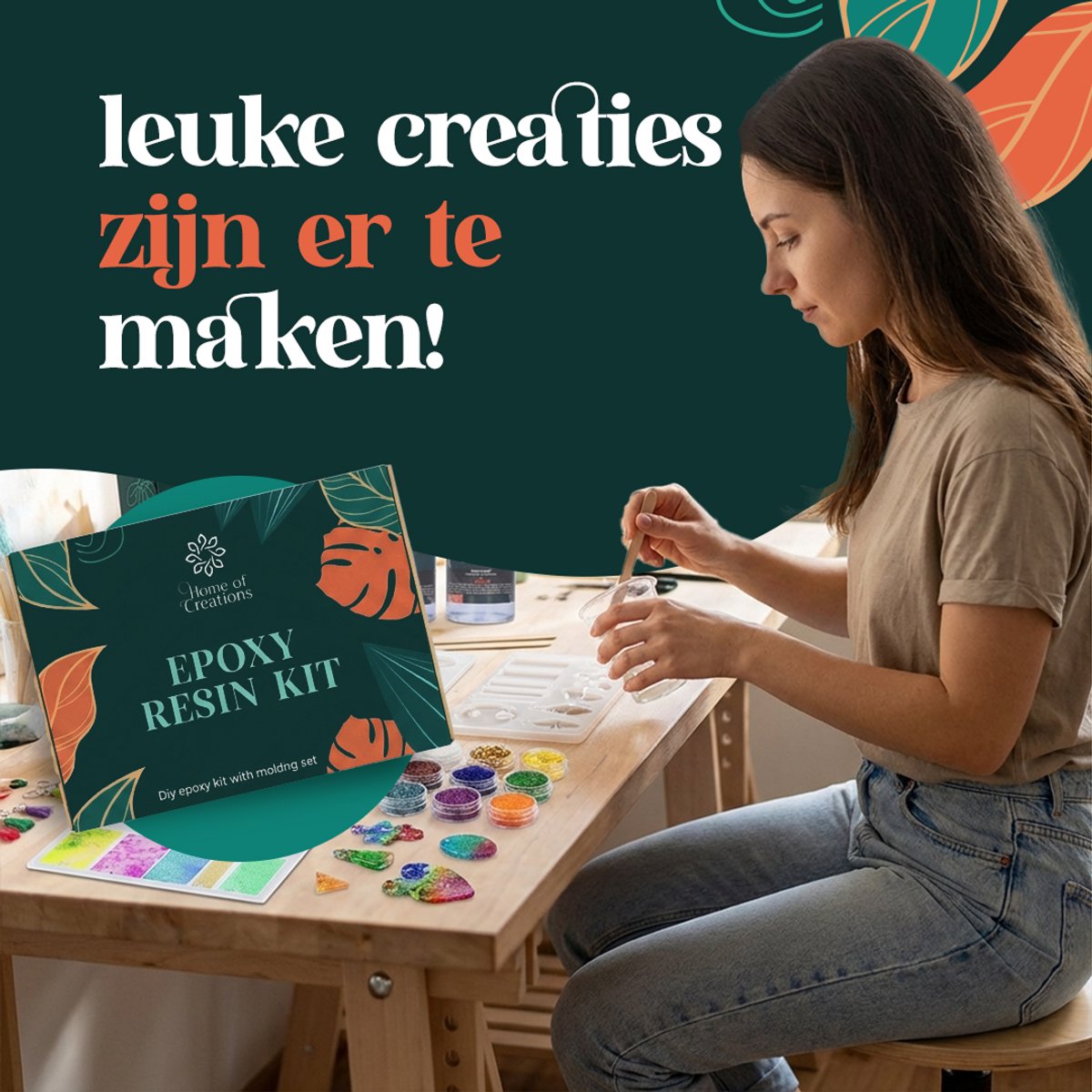 Home of Creations Epoxy Sieraden Maken - Oorbellen & Sleutelhangers - Resin Art Starterkit - Moederdag Cadeau — afbeelding 4