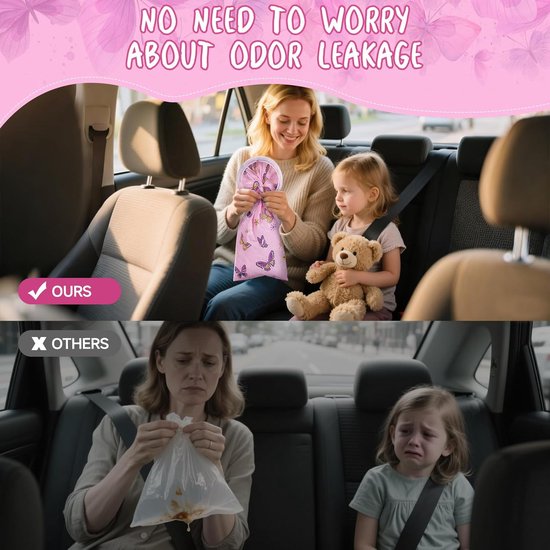 10 stuks Spuugzakken- braakzakjes van 1000 ml - Lekvrij ontwerp - Noodtassen voor in de auto - Schoonmaaktassen voor op reis - 15,5*35 cm - Voor op reis - roze van Merkloos — afbeelding 3