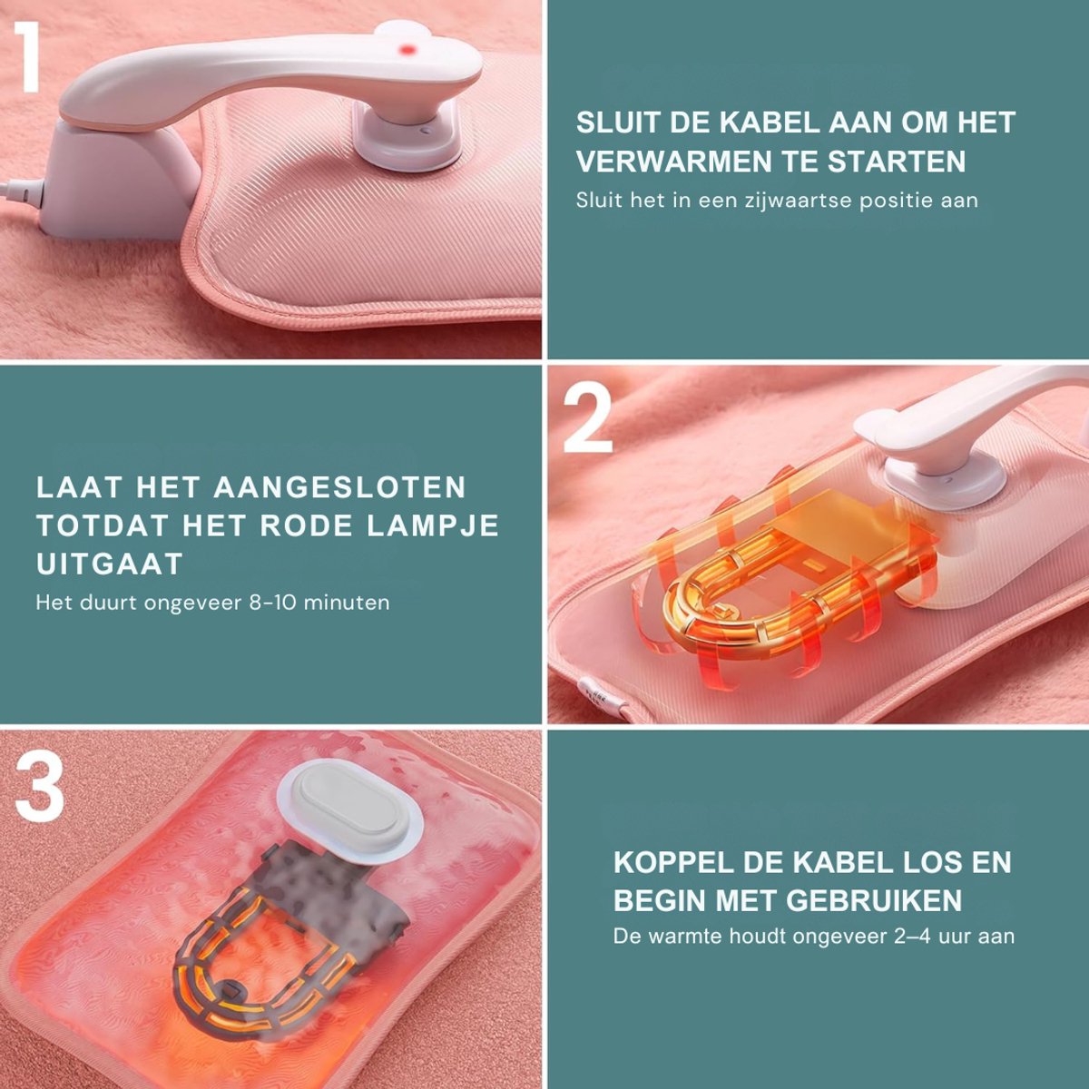 VLSelect® Electrische kruik - Warmtekruik - Warmte kussen - Met Temperatuur Regelaar – foto 5