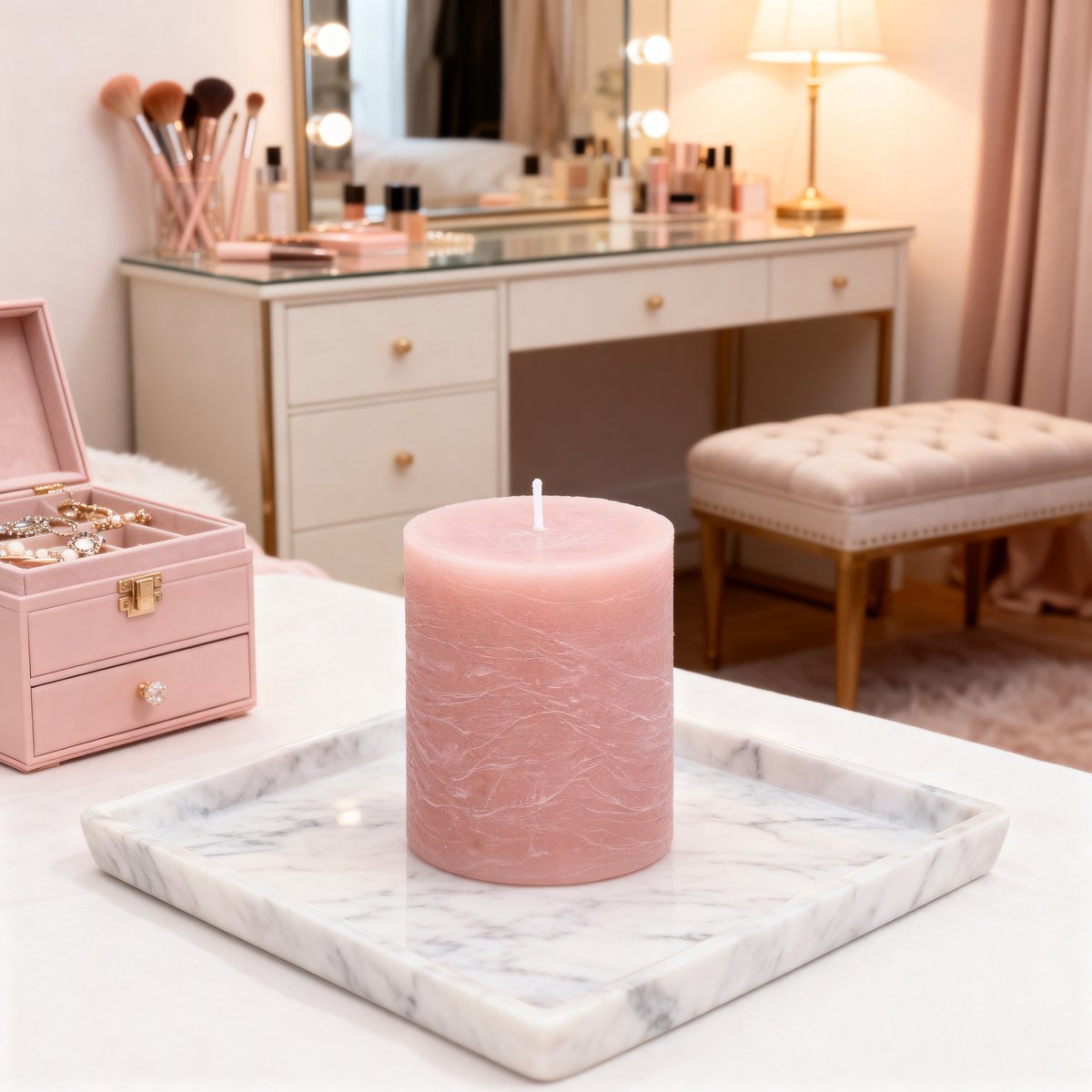Arti Casa rustieke stompkaars - ø7 x h8 cm - ongeparfumeerd - cilindervormig model - gemaakt van wax - lange brandtijd van 30 uur - sfeervolle kaars voor binnen - kleur roze