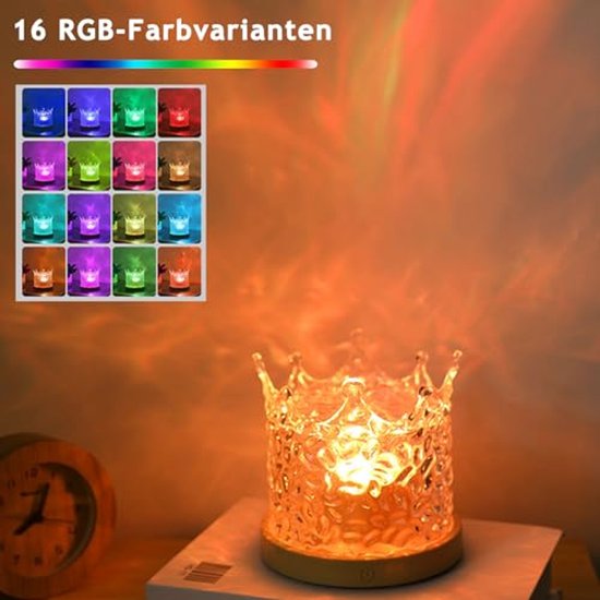 LED-sterrenhemelprojector, 16-kleurige golflamp met touch-/afstandsbediening, watergolf- & auroralamp voor slaapkamer & feesten - Cadeaus voor kinderen — afbeelding 2