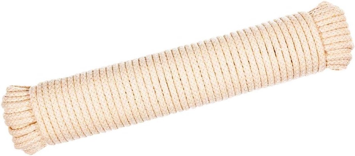 Katoenen Waslijn - Droogtouw - Kleding Drogen - 100% Natuurlijk Materiaal - 30 Meter - Wit