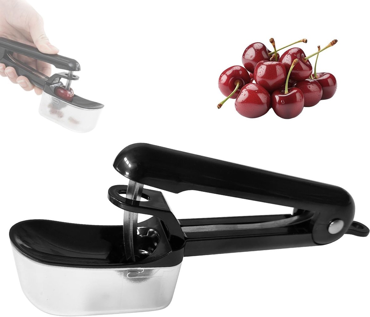 Kersenontpitter - Fruitpitter - Snel Fruit Verwerken - Met Opvangbak - 140 Gram - Zwart