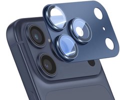 Camera Lens Protector Geschikt voor iPhone 17 Pro Max / 18 Pro Max – Donkerblauw | 9H Glas | Aluminium Frame | Volledige Dekking | Helder & Krasbestendig