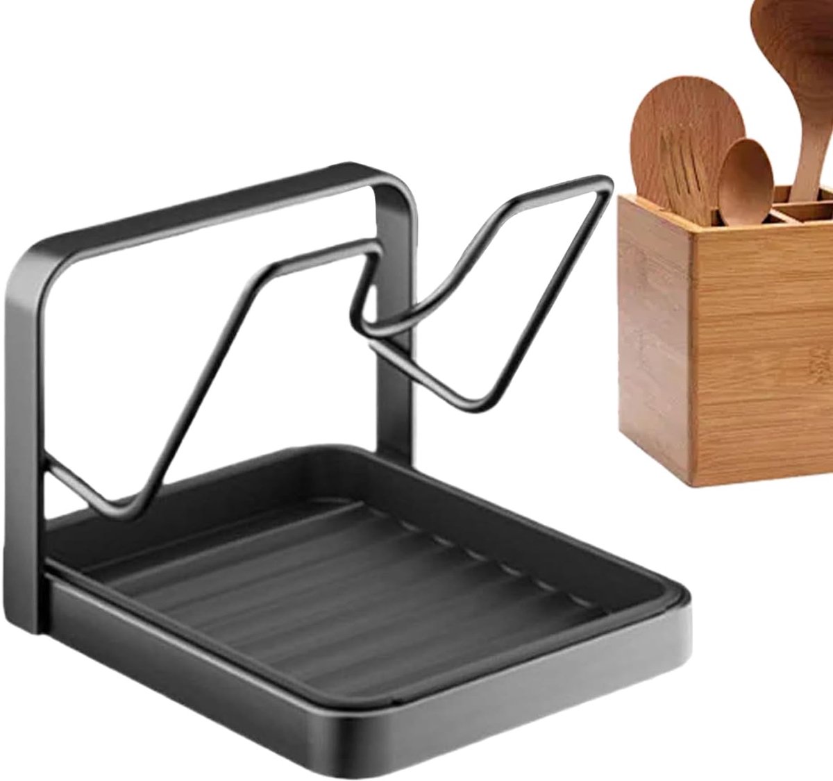 Keuken Organizer - Opberger Kast - Keukengerei Droog - Antislip Ontwerp - 4x15x4 cm - Grijs