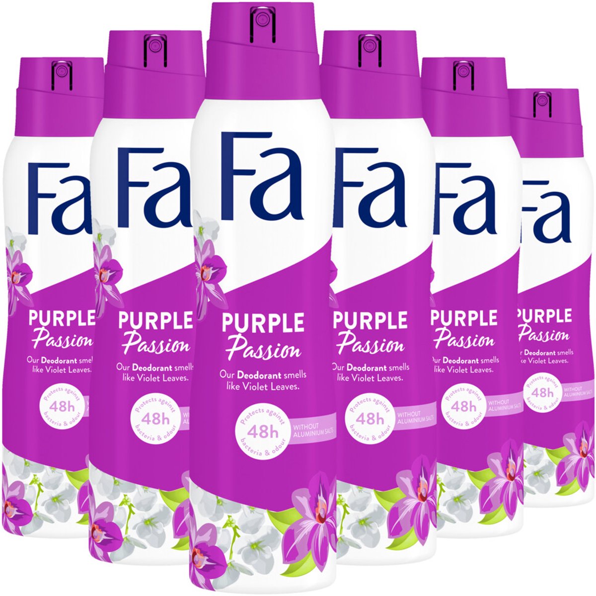 Fa Deodorant - Purple Passion - Geur van Hibiscus - Langdurige Bescherming - Huidvriendelijk - Voordeelverpakking - 6x 150ml