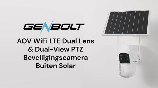 GENBOLT Beveiligingscamera Buiten Wifi- Draadloos met 8W Zonnepaneel- 24/7 AOV- Dual Lens PTZ- AI Detectie- Kleur Nachtzicht