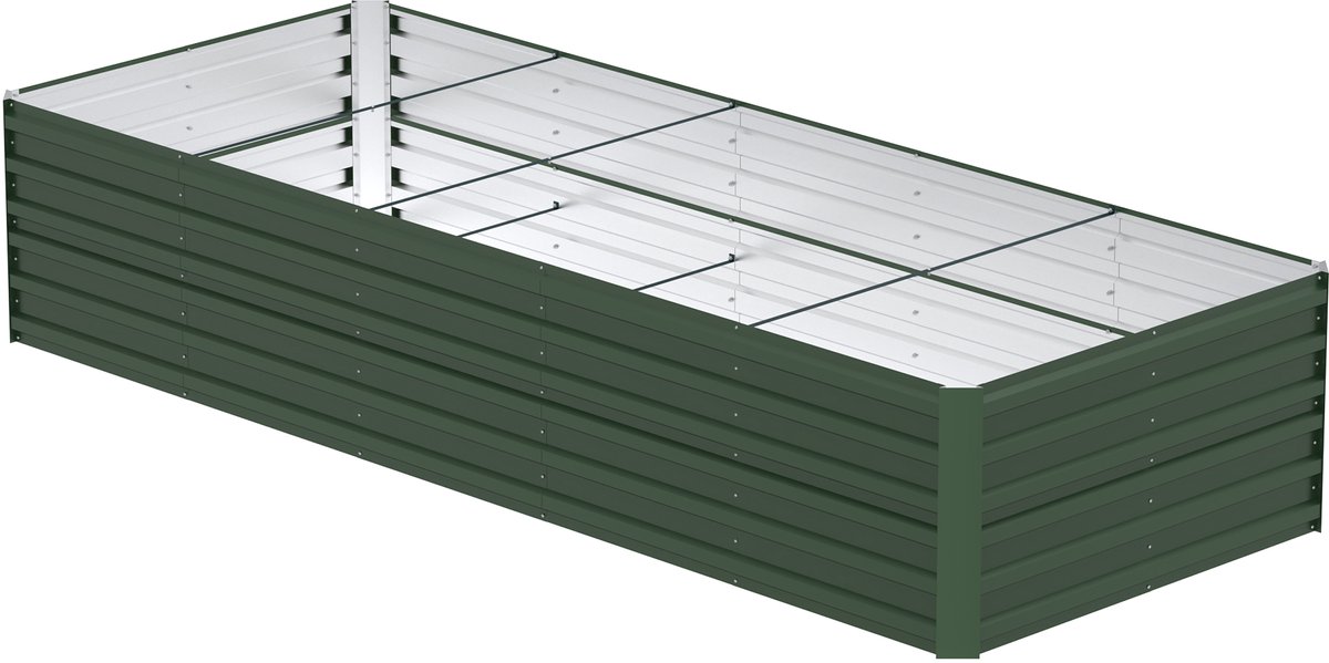 ACXIN Verhoogde Moestuinbak Metaal - Gegalvaniseerd Staal Roestvrij - 2160L 300x120x58cm Groen