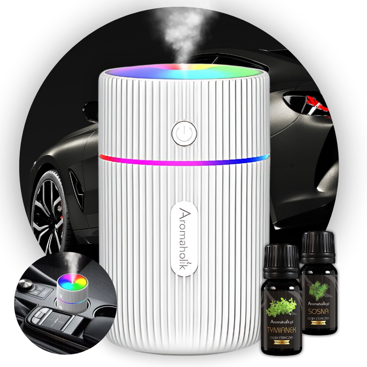 Aromaholik INTENSA - Auto Diffuser & Luchtbevochtiger - USB - RGB LED - Inclusief Gratis Etherische Olie