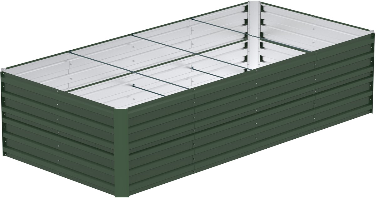 ACXIN Verhoogde Moestuinbak Metaal - Gegalvaniseerd Staal Roestvrij - 1730L 240x120x58cm Groen