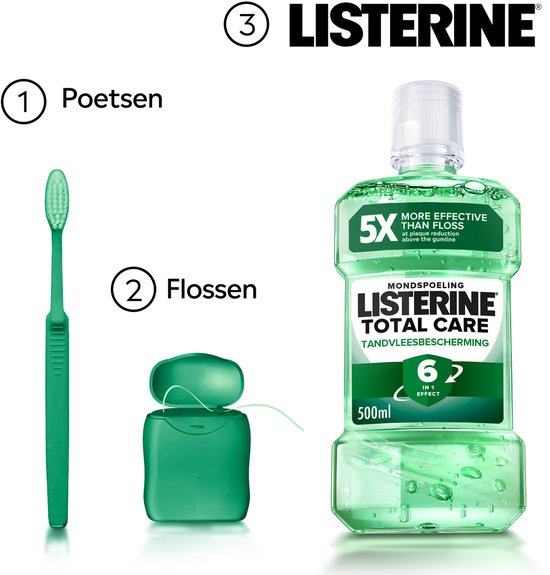 Listerine Mondwater Total Care Tandvleesbescherming - mondspoeling - complete bescherming en gezond tandvlees - 3 x 500 ml