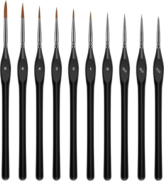 Foto: Penselenset 10 stuks dunne kwasten voor modelbouw acrylverf geschikt voor aquarel olieverf waterverf schmink