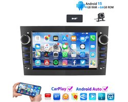 ESSGOO Android 15 Autoradio Geschikt Voor Opel Astra H Corsa C/D Meriva Zafira B - 4GB + 64GB - Draadloos Apple Carplay & Android Auto - 7-inch Touchscreen - GPS-Navigatie - Bluetooth & Wifi - Achteruitrijcamera - Microfoon - DAB+