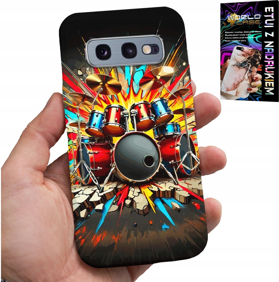 HOESJE VOOR SAMSUNG GALAXY S10E - ROCK DRUMS ROCK & ROLL + FILM