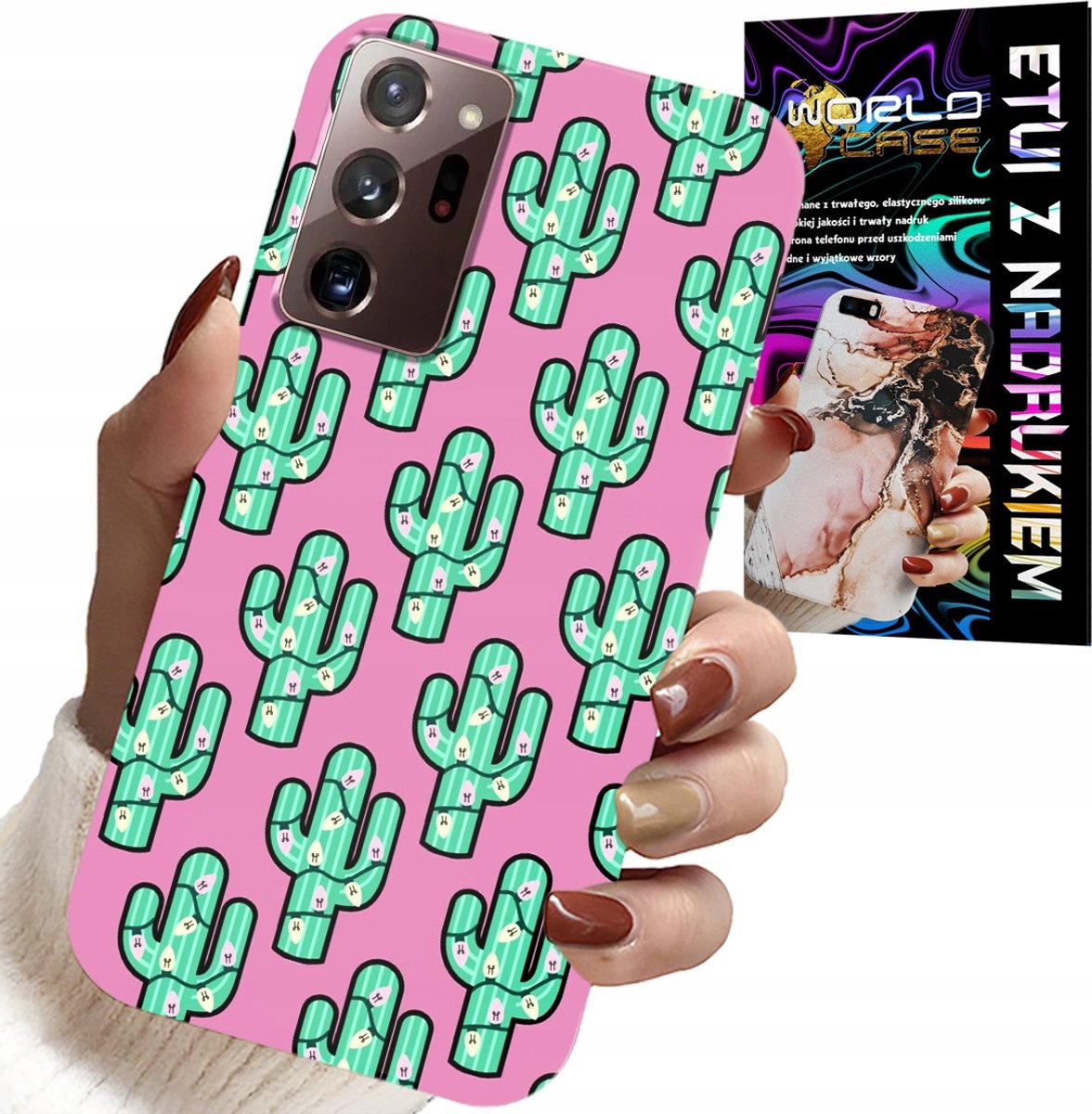 HOESJE VOOR SAMSUNG NOTE 20 ULTRA - CACTUSSEN OP ROZE ACHTERGROND + FILM