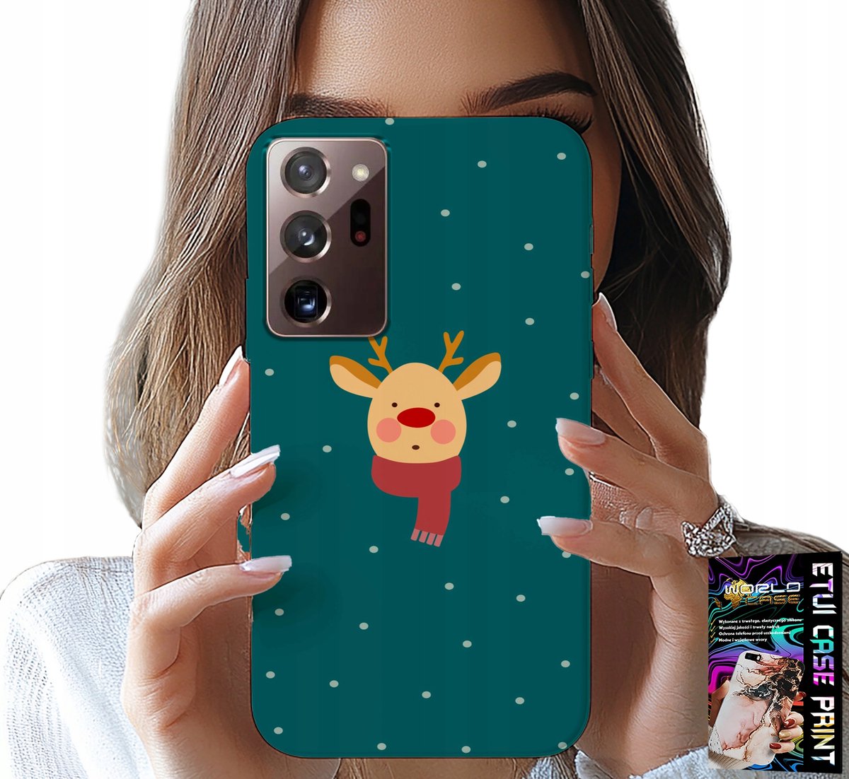 HOESJE VOOR SAMSUNG NOTE 20 ULTRA - RENDIER OP EEN GROENE ACHTERGROND MET KERSTPATRONEN
