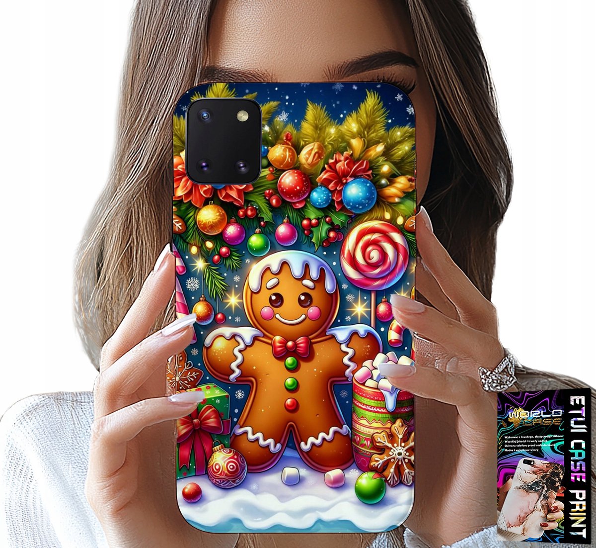 HOESJE VOOR SAMSUNG GALAXY A81 - PEPERKOEK, SNOEPJES EN KERSTPATRONEN + GLAS