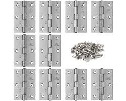 Deurscharnieren van roestvrij staal (verpakking van 10), geschikt voor kastdeuren, ramen, sieradendozen, enz., hang- en sluitwerk.