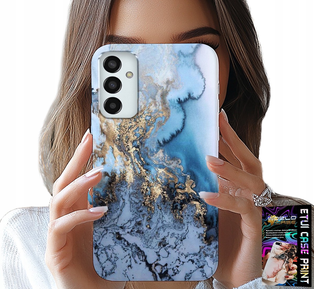HOESJE VOOR SAMSUNG GALAXY M23 - MARMER, MARMERPATROON VOOR DAMES + GLAS