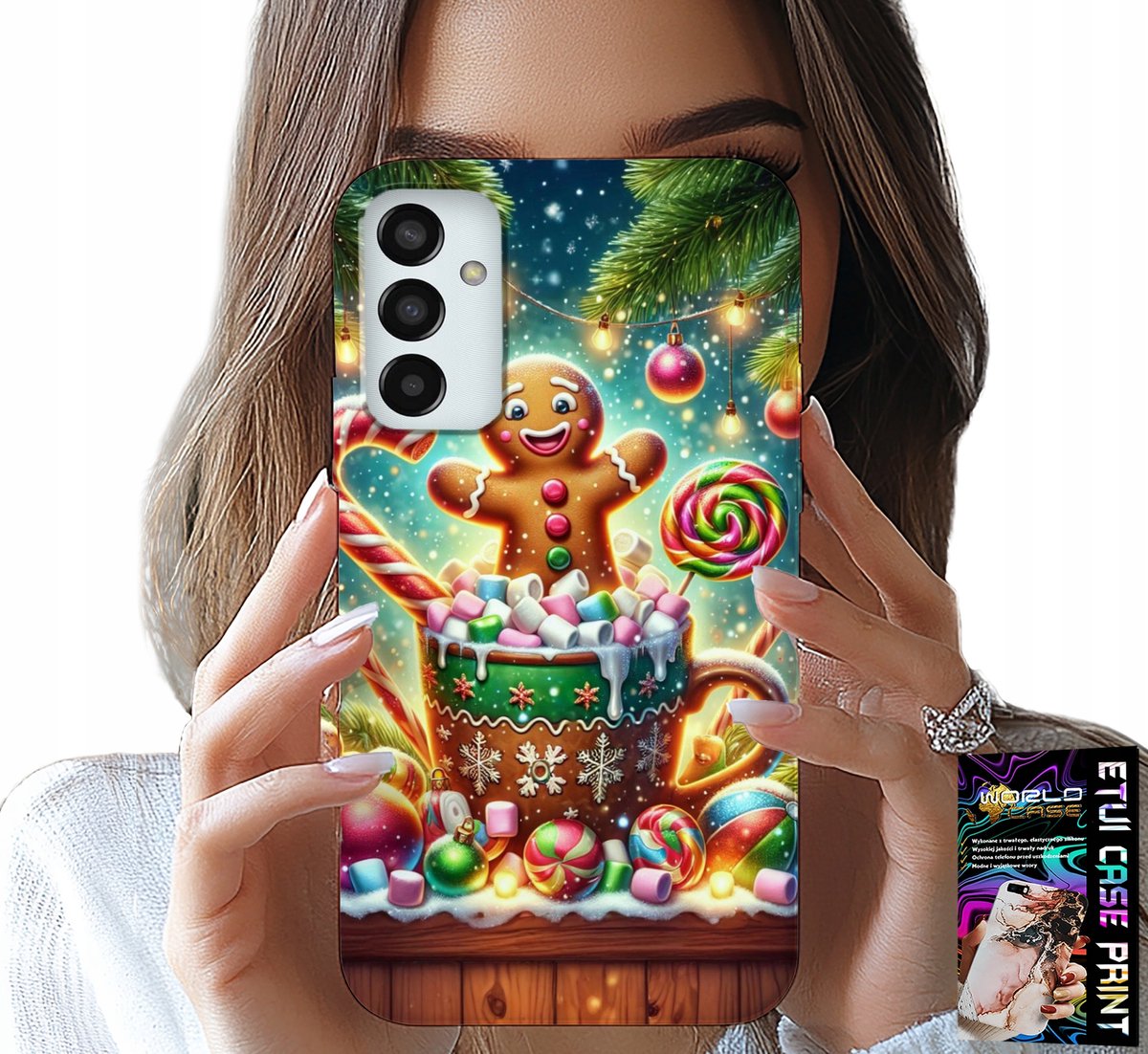 HOESJE VOOR SAMSUNG GALAXY M23 - PEPERKOEK KERSTPATROON + GLAS