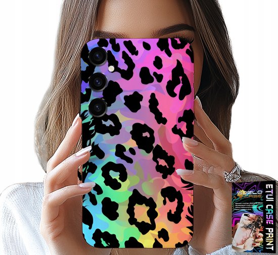 COQUE POUR SAMSUNG GALAXY A54 5G - ARC-EN-CIEL LÉOPARD COLORÉ DOS EN VERRE