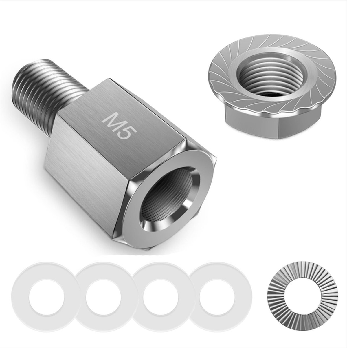 7 stuks fietsas adapter - M5 - universele koppelingsadapter - voor fiets aanhanger & jardiniere