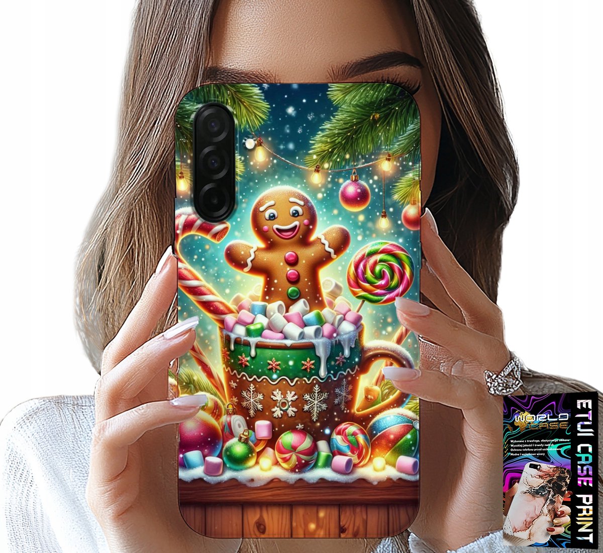 HOESJE VOOR SAMSUNG GALAXY A36 5G - PEPERKOEK KERSTPATROON + GLAS