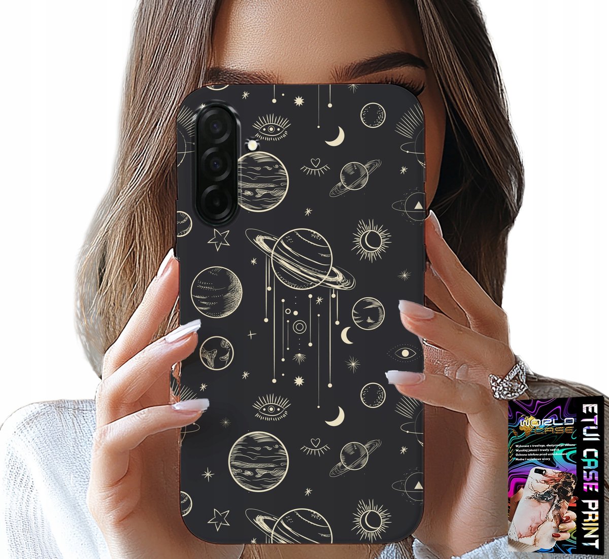 HOESJE VOOR SAMSUNG GALAXY A36 5G - RUIMTEPLANETEN STERREN MAAN + GLAS