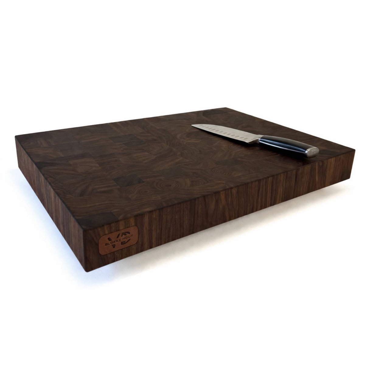 Blocks & Boards Butcher block VD6 - Kopshouten Hakblok - Handgemaakt in Nederland van 100% massief Walnoothout- Afm. 50x35x6cm