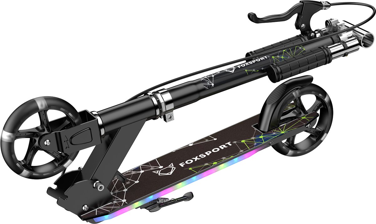 FOXSPORT Kinderstepjes - Kinderstep - Step - Kinderscooter - LED-verlichting in wielen & voetplateau - Draagkracht tot 100 kg - Kick Step - Voor Jongens en Meisjes - Vanaf 3-12 Jaar - Drie instelbare hoogte-opties - Zwart — afbeelding 5