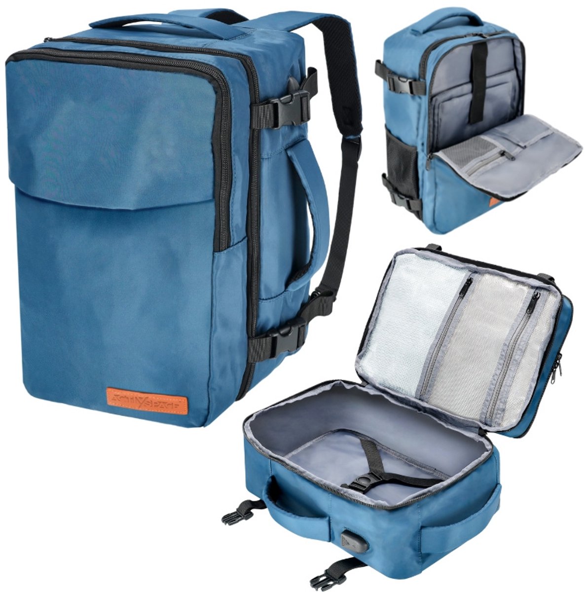 Activ Space Serie - Reistas Rugzak - 40x20x25 cm - USB-poort - Lichtgewicht
